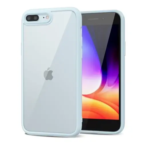 LoeoeL iPhone 8 Plus/ 7 Plus uchun G'ilof Shaffof, Shaffof Gibrid Telefon G'ilofi [Qattiq Plastmassa & Yumshoq Silikon Bamper] Akrilik Sariqlikni keltirmaydigan Yupqa Himoya Qopqog'i Ayollar uchun, Moviy 