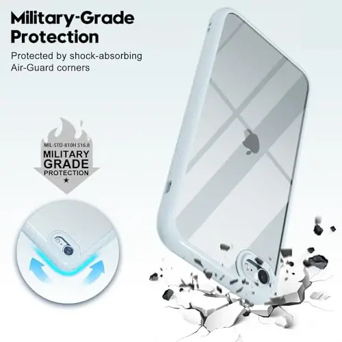 LoeoeL for iPhone SE 2022/2020/ 7/8 Case Clear, Transparent Hybrid SE Phone Case [Hard Plastic & Soft Silicone Bumper] Acrylic Non Yellowing Thin Slim Protective Cover, Light Blue - 9