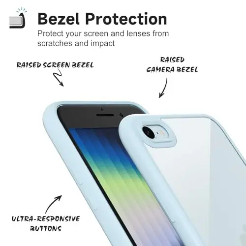LoeoeL iPhone SE 2022/2020/7/8 Kılıf Şeffaf, Transparan Hibrit SE Telefon Kılıfı [Sert Plastik & Yumuşak Silikon Tampon] Akrilik Sararmayan İnce Koruyucu Kapak, Açık Mavi - 4