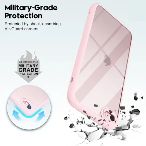 LoeoeL for iPhone SE 2022/2020/ 7/8 Case Clear, Transparent Hybrid SE Phone Case [Hard Plastic & Soft Silicone Bumper] Acrylic Non Yellowing Thin Slim Protective Cover, Light Pink - 6