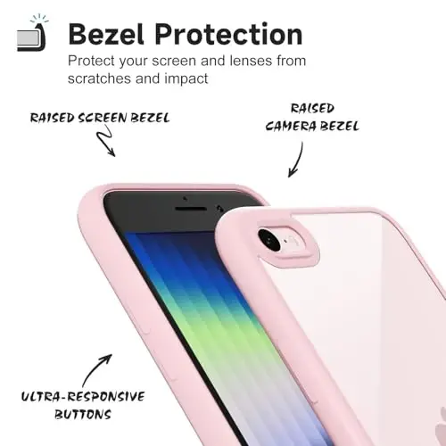 LoeoeL iPhone SE 2022/2020/7/8 Kılıfı Şeffaf, Şeffaf Hibrit SE Telefon Kılıfı [Sert Plastik ve Yumuşak Silikon Tampon] Akrilik Sararmayan İnce Koruyucu Kapak, Açık Pembe - 4