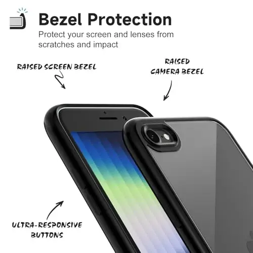 LoeoeL iPhone SE 2022/2020/7/8 Kılıfı Şeffaf, Transparan Hibrit SE Telefon Kılıfı [Sert Plastik ve Yumuşak Silikon Tampon] Akrilik Sararmayan İnce Koruyucu Kapak, Siyah - 4
