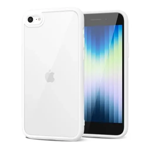 LoeoeL for iPhone SE 2022/2020/ 7/8 Case Clear, Transparent Hybrid SE Phone Case [Hard Plastic & Soft Silicone Bumper] Acrylic Non Yellowing Thin Slim Protective Cover, White - 2
