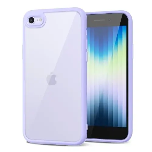LoeoeL for iPhone SE 2022/2020/ 7/8 Case Clear, Transparent Hybrid SE Phone Case [Hard Plastic & Soft Silicone Bumper] Acrylic Non Yellowing Thin Slim Protective Cover, Purple Lavender - 1