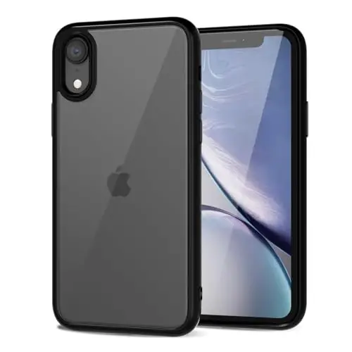 LoeoeL iPhone XR Kılıfı Şeffaf, Transparan Hibrit XR Telefon Kılıfı [Sert Plastik & Yumuşak Silikon Tampon] Akrilik Sararmayan İnce Koruyucu Kadınlar için Kılıf, Siyah 
