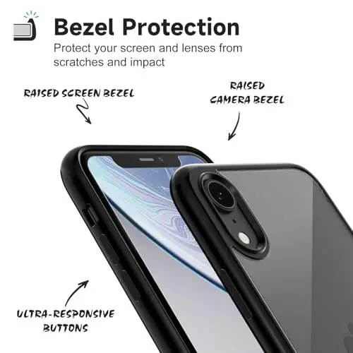 LoeoeL iPhone XR Kılıfı Şeffaf, Transparan Hibrit XR Telefon Kılıfı [Sert Plastik & Yumuşak Silikon Tampon] Akrilik Sararmayan İnce Koruyucu Kadınlar için Kılıf, Siyah - 4