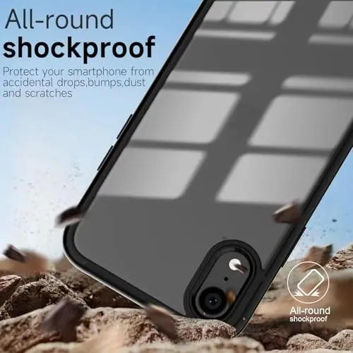 LoeoeL iPhone XR Kılıfı Şeffaf, Transparan Hibrit XR Telefon Kılıfı [Sert Plastik & Yumuşak Silikon Tampon] Akrilik Sararmayan İnce Koruyucu Kadınlar için Kılıf, Siyah - 6
