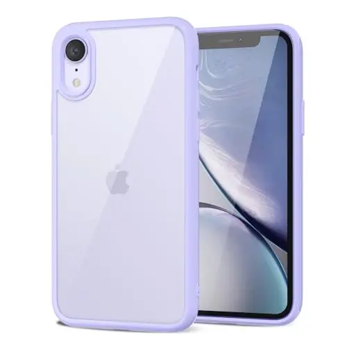 LoeoeL iPhone XR uchun g'ilof shaffof, shaffof gibrid XR telefon g'ilofi [qattiq plastik va yumshoq silikon bamper] Akril sarg'aymaydigan ingichka himoya qopqog'i ayollar uchun, binafsha lavanda 
