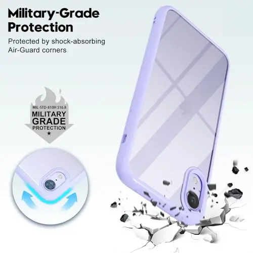 LoeoeL iPhone XR uchun g'ilof shaffof, shaffof gibrid XR telefon g'ilofi [qattiq plastik va yumshoq silikon bamper] Akril sarg'aymaydigan ingichka himoya qopqog'i ayollar uchun, binafsha lavanda - 5