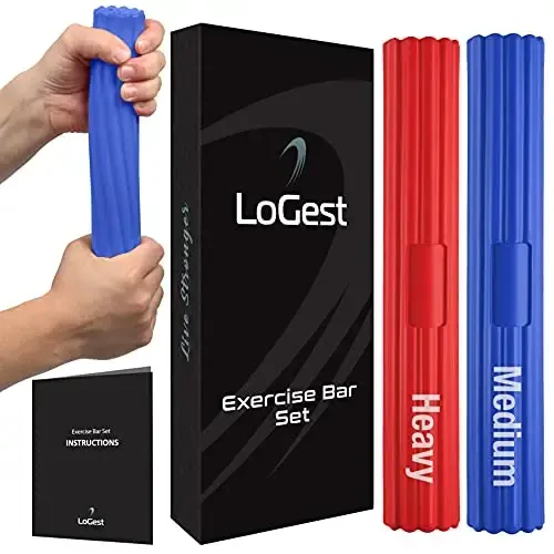 Logest Twist Hand Exerciser Bars for Physical Therapy - Relieves Tendonitis Pain & Improve Grip Strength - Tennis Elbow, Golfer's Elbow, Tendonitis, Wrist, Forearms Pain Relief Hand Therapy Bar - LOGEST