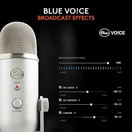 Logitech Creators Blue Yeti USB mikrofon, o'yin, striming, podkast, YouTube, Discord, PC, Studio Sound, Plug & Play-Silver - 4
