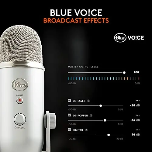 Logitech Creators Blue Yeti USB mikrofon, o'yin, striming, podkast, YouTube, Discord, PC, Studio Sound, Plug & Play-Silver - 4