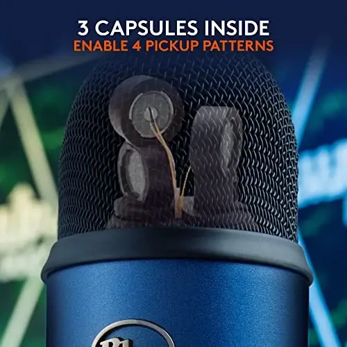Logitech Creators Blue Yeti USB Microphone for Gaming, Streaming, Podcast, YouTube, Discord, PC, Studio Sound, Plug & Play-Midnight Blue - 3