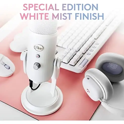 Logitech Creators Blue Yeti USB Microphone for Gaming, Streaming, Podcast, YouTube, Discord, PC, Studio Sound, Plug & Play-White Mist - 3