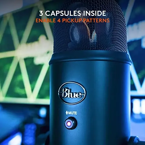 Logitech Creators Blue Yeti USB Microphone for Gaming, Streaming, Podcast, YouTube, Discord, PC, Studio Sound, Plug & Play-Blackout - 3