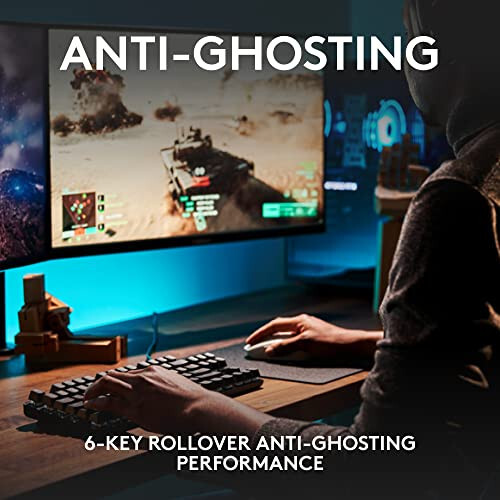 Logitech G413 SE Tam Boy Mekanik Oyun Klavyesi - Dokunmatik Mekanik Tuşlara Sahip Arkalıklı Klavye, Anti-Ghosting, Windows, macOS ile Uyumludur - Siyah Alüminyum - 5