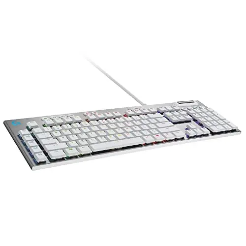 Logitech G815 LIGHTSYNC RGB Mechanical Gaming Keyboard with Low Profile GL Tactile Key Switch, 5 programmable G-Keys,USB Passthrough, Dedicated Media Control, Black and White colorways - LOGITECH G