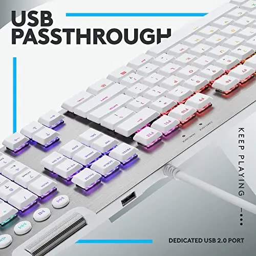 Logitech G815 LIGHTSYNC RGB mexanik oʻyin klaviaturasi, past profil GL taktil kalit, 5 ta dasturlanadigan G-tugma, USB oʻtkazgich, maxsus media boshqaruvi, qora va oq ranglar - 4