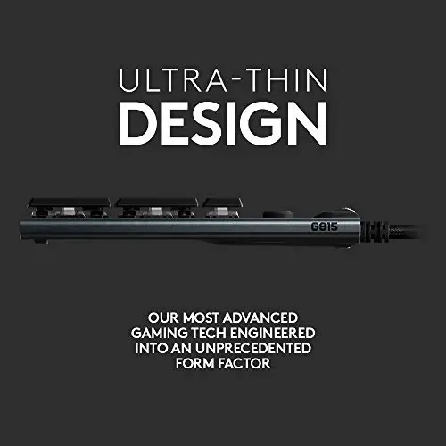 Logitech G815 LIGHTSYNC RGB past terastalari GL Tactile kalitlari bilan mexanik o'yin klaviaturasi, 5 ta dasturlashtiriladigan G-kalit, USB o'tkazgich, maxsus media boshqaruvi - Tactile - 2