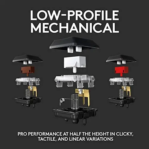 Logitech G915 LIGHTSPEED RGB mexanik oʻyin klaviaturasi, past profil GL Clicky kalit oʻtkazgichi, LIGHTSYNC RGB, ilgʻor LIGHTSPEED simsiz va Bluetooth qoʻllab-quvvatlashi - Clicky, Qora - 4