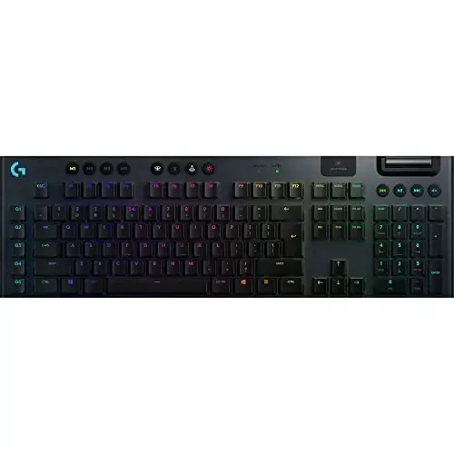 Logitech G915 LIGHTSPEED RGB mexanik oʻyin klaviaturasi, past profil GL taktil tugmachali kalit, LIGHTSYNC RGB, ilgʻor simsiz va Bluetooth qoʻllab-quvvatlashi - taktil, qora - 1