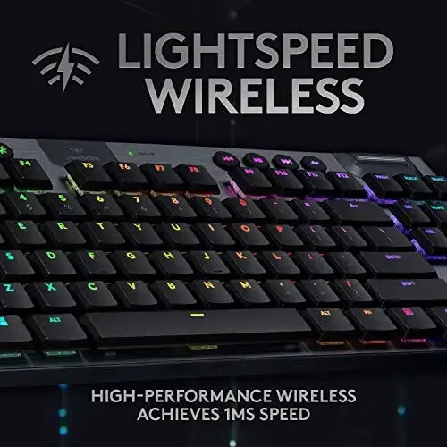 Logitech G915 TKL Tenkeyless Lightspeed Simsiz RGB Mexanik Oʻyin Klaviatura, Past Profil Kalit Tanlovlari, Lightsync RGB, Ilgʻor Simsiz va Bluetooth Qoʻllab-quvvatlash - Clicky - 2