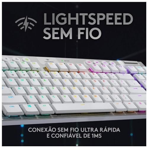 Logitech G915 TKL Tenkeyless Lightspeed Simsiz RGB Mexanik O'yin Klaviaturasi, Pastki Profil Kalit Variantlari, Lightsync RGB, Ilg'or Simsiz va Bluetooth Qo'llab-quvvatlashi - Teginishli, Oq - 6