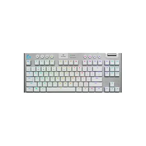 Logitech G915 TKL Tenkeyless Lightspeed Wireless RGB Mechanical Gaming Keyboard, Low Profile Switch Options, Lightsync RGB, Advanced Wireless and Bluetooth Support - Tactile, White - LOGITECH G