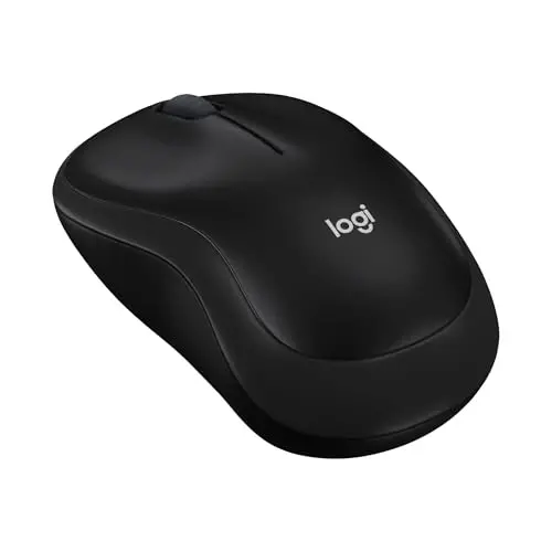 Logitech M185 Wireless Mouse, 2.4GHz with USB Mini Receiver, 12-Month Battery Life, 1000 DPI Optical Tracking, Ambidextrous, Compatible with PC, Mac, Laptop - Black 