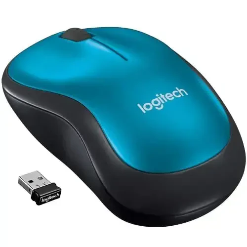 Logitech M185 Wireless Mouse, 2.4GHz with USB Mini Receiver, 12-Month Battery Life, 1000 DPI Optical Tracking, Ambidextrous, Compatible with PC, Mac, Laptop - Blue - LOGITECH
