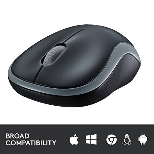 Logitech M185 Simsiz Sichqoncha, 2,4GHz USB Mini Qabul Qiluvchi bilan, 12 Oy Batareya Umri, 1000 DPI Optik Kuzatuv, Ikkala Qo'lga Moslashtirilgan PC/Mac/Noutbuk - Tez Kulrang - 17