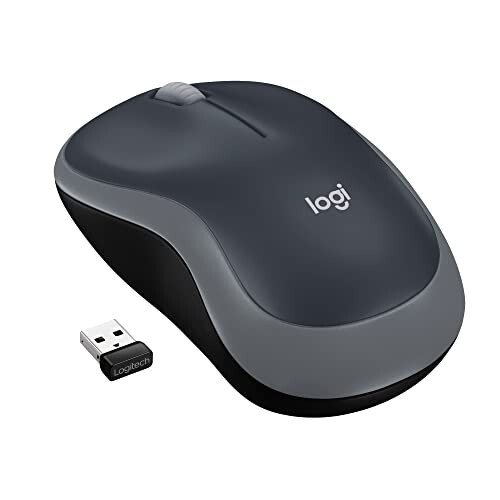 Logitech M185 Simsiz Sichqoncha, 2,4GHz USB Mini Qabul Qiluvchi bilan, 12 Oy Batareya Umri, 1000 DPI Optik Kuzatuv, Ikkala Qo'lga Moslashtirilgan PC/Mac/Noutbuk - Tez Kulrang - 7