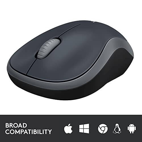 Logitech M185 Simsiz Sichqoncha, 2,4GHz USB Mini Qabul Qiluvchi bilan, 12 Oy Batareya Umri, 1000 DPI Optik Kuzatuv, Ikkala Qo'lga Moslashtirilgan PC/Mac/Noutbuk - Tez Kulrang - 11