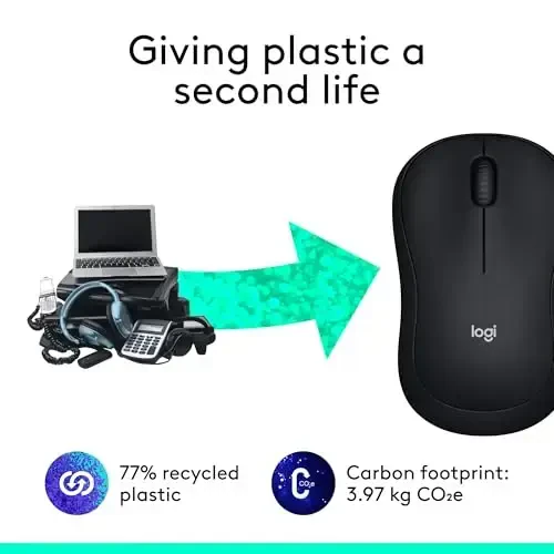 Logitech M185 simsiz sichqonchasi, USB Mini qabul qilgich bilan 2,4 GHz, 12 oylik batareya muddati, 1000 DPI optik kuzatuv, ikki tomonlama, kompyuter, Mac, noutbuk bilan mos keladi - qora - 4