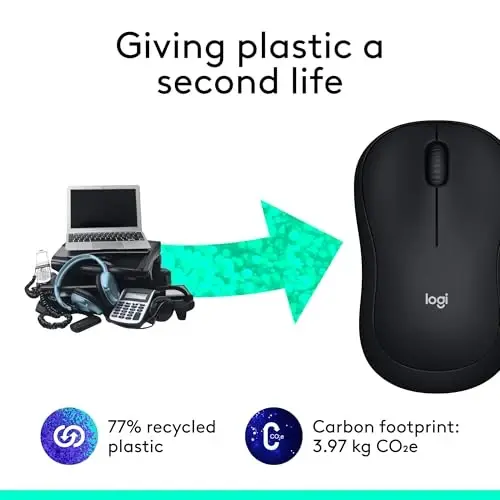 Logitech M185 simsiz sichqonchasi, USB Mini qabul qilgich bilan 2,4 GHz, 12 oylik batareya muddati, 1000 DPI optik kuzatuv, ikki tomonlama, kompyuter, Mac, noutbuk bilan mos keladi - qora - 4