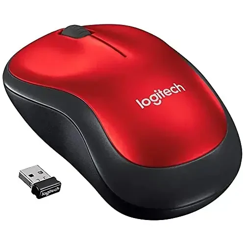 Logitech M185 simsiz sichqonchasi, USB mini qabul qiluvchi bilan 2,4 GHz, 12 oylik batareya muddati, 1000 DPI optik kuzatuv, ikki tomonlama, kompyuter, Mac, noutbuk bilan mos keladi - Qizil 