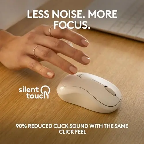 Logitech M240 Silent Bluetooth Mouse, Wireless, Compact, Portable, Smooth Tracking, 18-Month Battery, for Windows, macOS, ChromeOS, Compatible with PC, Mac, Laptop, Tablets - Off White - 3