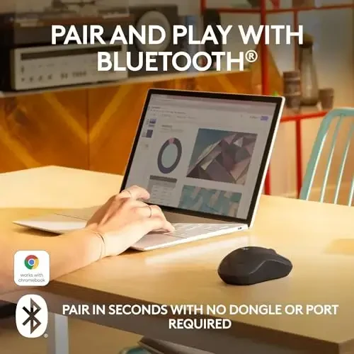 Logitech M240 Silent Bluetooth sichqonchasi, simsiz, ixcham, ko'chma, silliq kuzatuv, 18 oylik batareya, Windows, macOS, ChromeOS uchun, kompyuter, Mac, noutbuk, planshetlar bilan mos keladi - Grafit - LOGITECH (1)