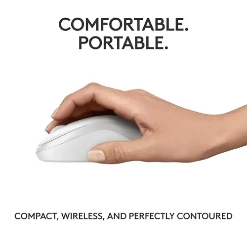 Logitech M240 Silent Bluetooth Sichqonchasi, Simsiz, Yil компакт, Portativ, Silliq kuzatuv, 18 oylik batareya, Windows, macOS, ChromeOS uchun, Kompyuter, Mac, Noutbuk, Planshetlar bilan mos keladi - Oq - 5