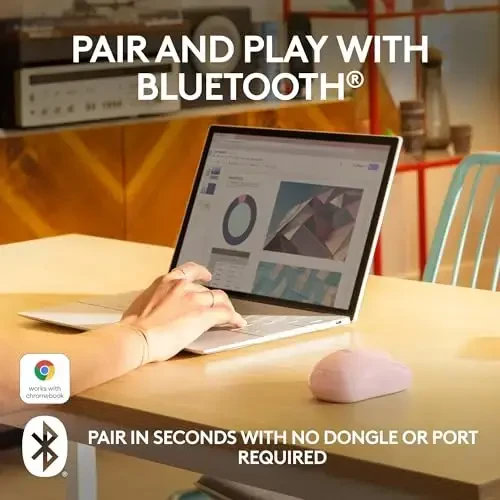 Logitech M240 Silent Bluetooth Sichqonchasi, Simsiz, Yilcham, Ko'chma, Silliq Kuzatuv, 18 Oylik Batareya, Windows, macOS, ChromeOS uchun, Kompyuter, Mac, Noutbuk, Planshetlar bilan mos keladi - Pushti - LOGITECH (1)