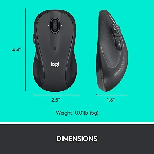 Logitech M510 Wireless Mouse, Mouse for Laptop and PC with USB Unifying Receiver, Programmable Buttons - Graphite - 7