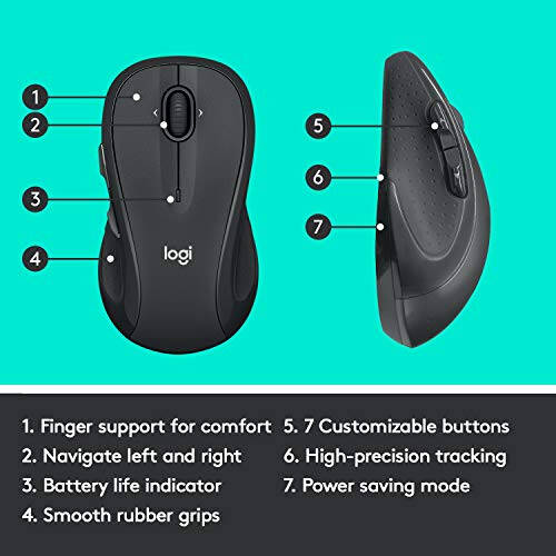 Logitech M510 Simsiz Kompyuter Sichqoni PC uchun USB Unifying Qabul Qiluvchisi bilan - Grafit - 12