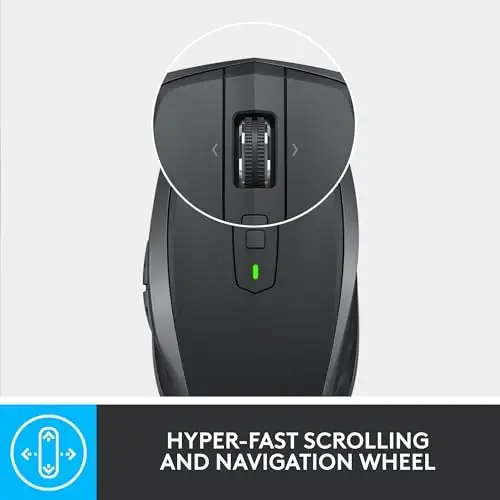 Logitech MX Anywhere 2S Bluetooth Edition Compact Wireless Mouse, No USB Receiver - Use On Any Surface, Hyper-Fast Scrolling, Rechargeable, Control Up to 3 Apple Mac and Windows Computers and Laptops - 4