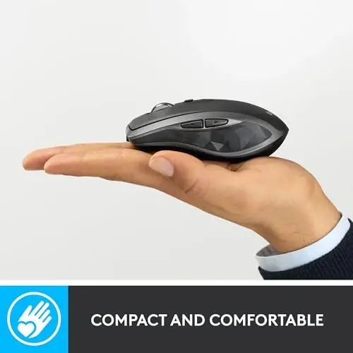 Logitech MX Anywhere 2S Bluetooth Edition Compact Wireless Mouse, No USB Receiver - Use On Any Surface, Hyper-Fast Scrolling, Rechargeable, Control Up to 3 Apple Mac and Windows Computers and Laptops - 5