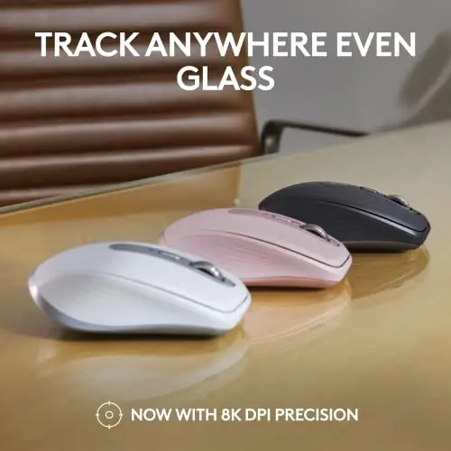Logitech MX Anywhere 3S Compact Wireless Mouse, Fast Scrolling, 8K DPI Any-Surface Tracking, Quiet Clicks, Programmable Buttons, USB C, Bluetooth, Windows PC, Linux, Chrome, Mac - Pale Grey - 3