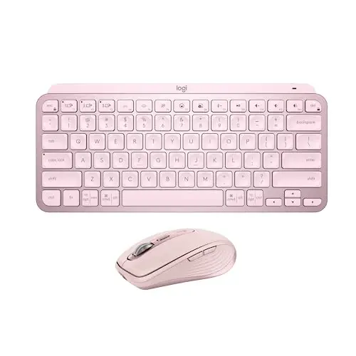 Logitech MX Keys Mini Keyboard + MX Anywhere 3S Wireless Mouse - Fluid Typing, Backlit Keys, Fast Scrolling, USB-C, Bluetooth, Compact, Multi-OS Compatible - Rose - 1
