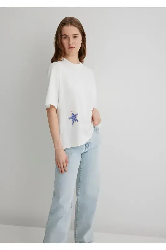 Logo Back Print White T-Shirt Oversize / Wide Cut - 4