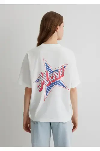Logo Back Print White T-Shirt Oversize / Wide Cut - 6