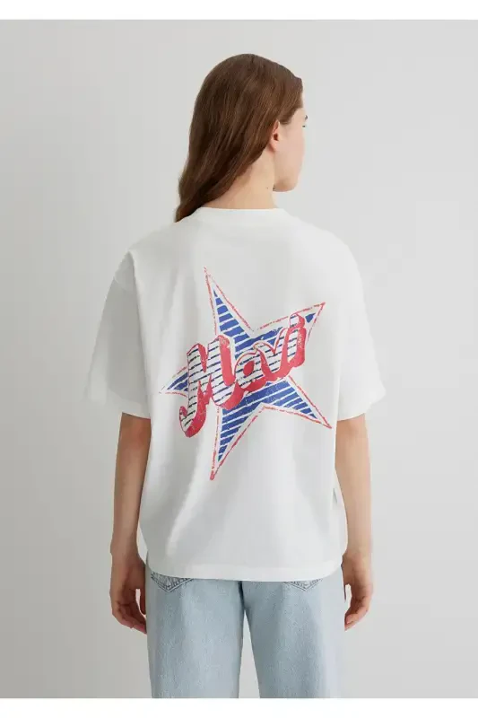 Logo Back Print White T-Shirt Oversize / Wide Cut - 6