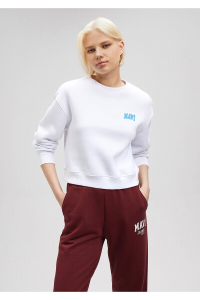 Logo Baskılı Beyaz Crop Sweatshirt 1611601-620 - 20